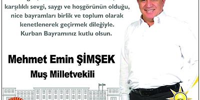Akparti Muş Milletvekili Şimşek'ten Bayram Mesajı